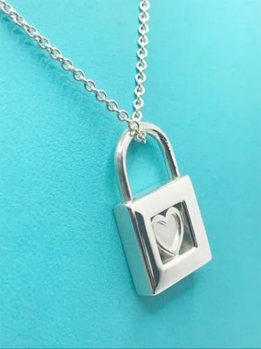 アクセサリー Tiffany & Co. Heart Lock Necklace 925 Tiffany & Co. Sterling Silver Padlock Heart Necklace 24
